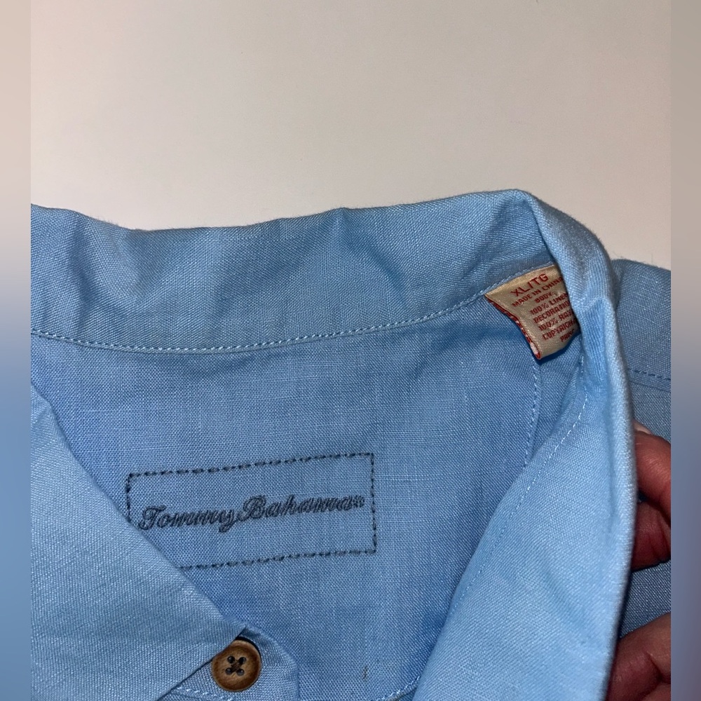 Tommy Bahama men’s Paradise Bound Smooth Sailing 100% linen blue shirt size XL - Picture 3 of 11